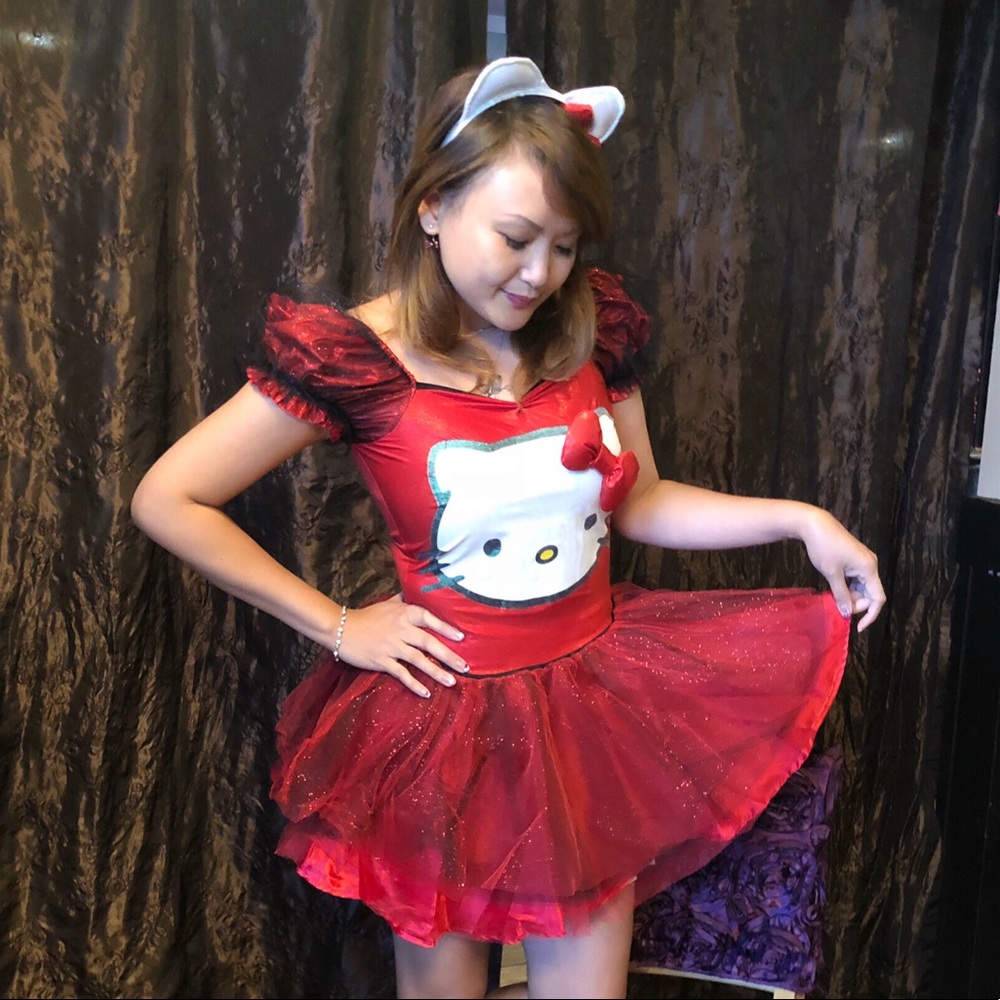 Hello Kitty red lace dress S/M Costume Party